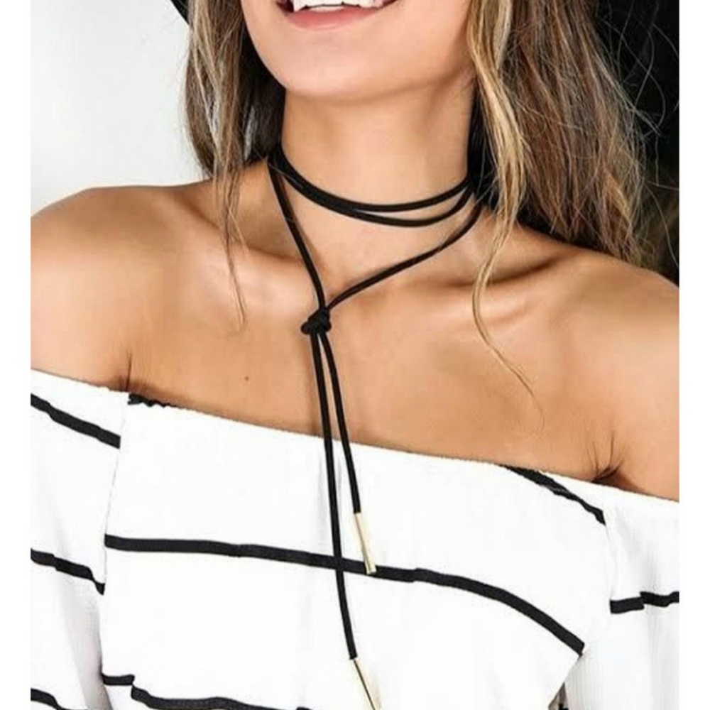 Suede Tie Up NWT Wrap Cord Boho Necklace